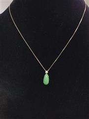 Synthetic Jade Stone Necklace 925 Silver 3.14g
